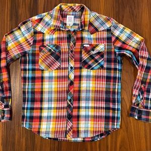 Topo Designs Mountain Plaid Flannel Button Down Shirt size Large